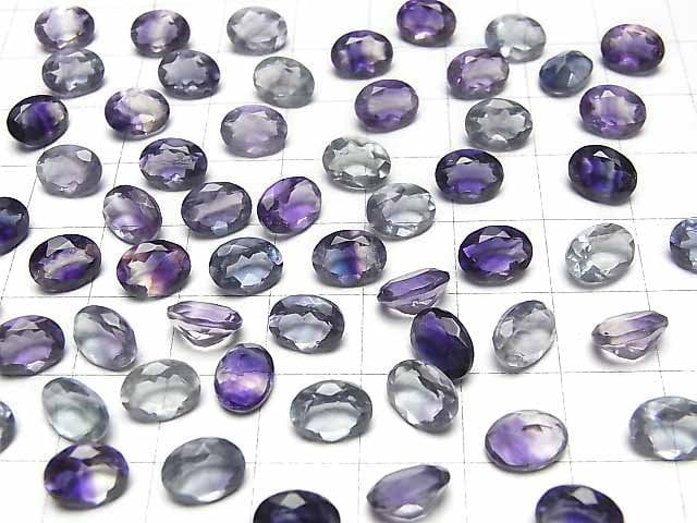 Hochwertiger mehrfarbiger Fluorit AAA lose Stein oval facettiert 8x6mm 2 Stück