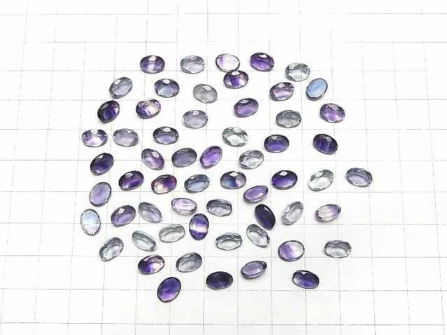 Hochwertiger mehrfarbiger Fluorit AAA lose Stein oval facettiert 8x6mm 2 Stück