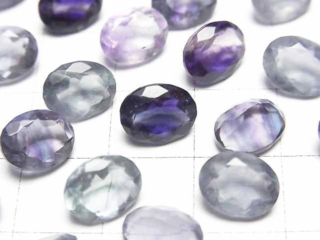 優質多色螢石 AAA 裸石 橢圓刻面 9x7mm 2顆
