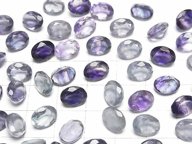 Hochwertiger mehrfarbiger Fluorit AAA lose Stein oval facettiert 9x7mm 2 Stück