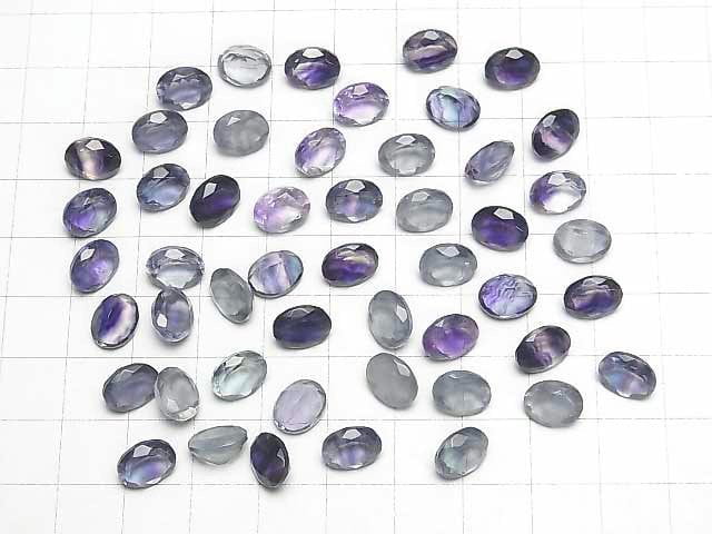 Hochwertiger mehrfarbiger Fluorit AAA lose Stein oval facettiert 9x7mm 2 Stück