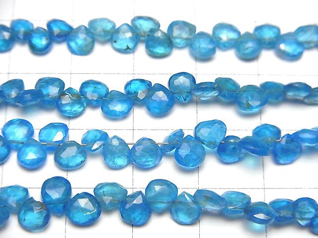 Hochwertiger Neonblauer Apatit AA++ Kastanienform Facettierte Briolette halb oder 1 Strang Perlen (ca. 7 Zoll/18 cm)