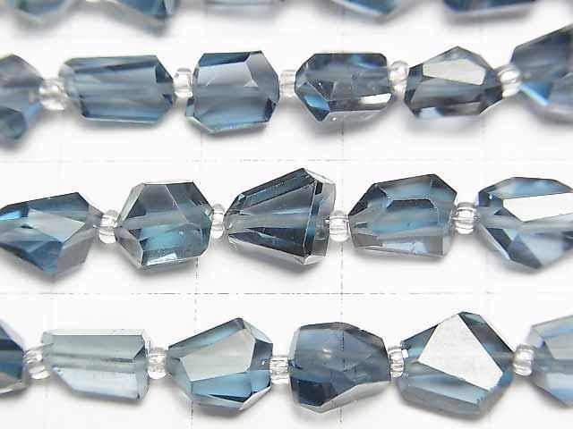 高品質倫敦藍托帕石 AAA 刻面原石 1串珠 (約4英吋/10公分)