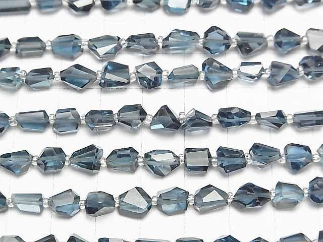 Hochwertiger London Blue Topas AAA- facettierte Nuggets 1 Strang Perlen (ca. 4 Zoll/10 cm)