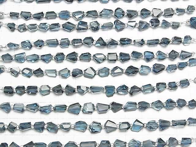 Hochwertiger London Blue Topas AAA- facettierte Nuggets 1 Strang Perlen (ca. 4 Zoll/10 cm)