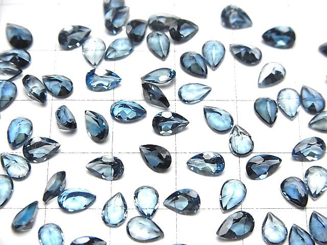 Hochwertiger London Blue Topas AAA lose Stein Tropfenform facettiert 6x4mm 5 Stück