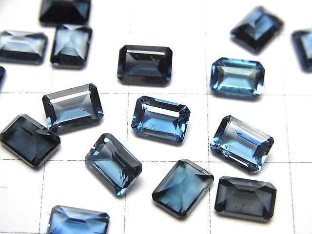 高品質倫敦藍托帕石 AAA 裸石 矩形刻面 7x5mm 2顆