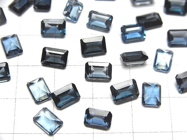Hochwertiger London Blue Topas AAA lose Stein rechteckig facettiert 7x5mm 2 Stück
