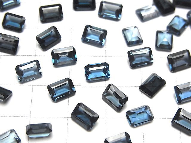 Hochwertiger London Blue Topas AAA lose Stein rechteckig facettiert 7x5mm 2 Stück