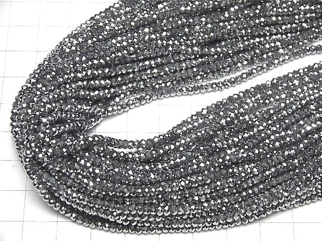 Hochwertiger! Hämatit facettierte Knopf Rondelle 3x3x2mm silberbeschichtet 1 Strang Perlen (ca. 15 Zoll/37 cm)