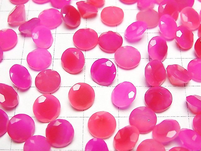 Hochwertiger Fuchsia Pink Chalcedon AAA Lose Stein Rund Facettiert 8x8mm 5 Stück