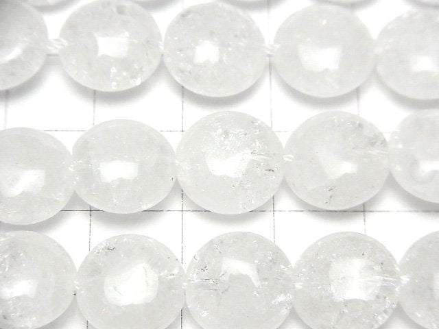 裂紋水晶硬幣珠 12x12x6毫米 1串 (約15英吋/38公分)