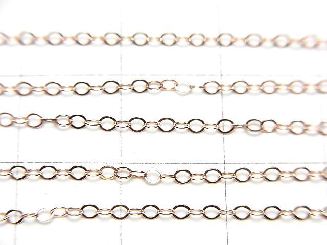 14KGF Pink Gold Filled Flat Cable Chain 1.3mm 10cm
