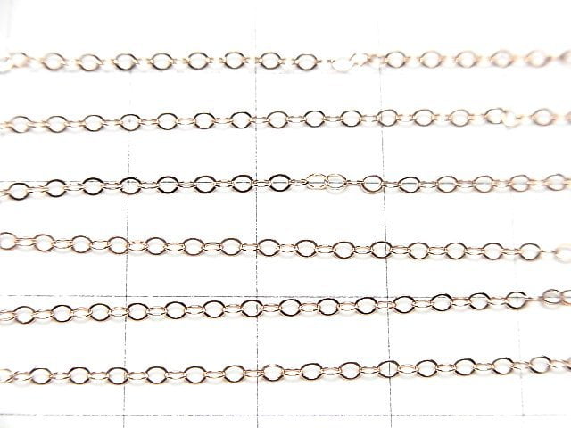 14KGF Pink Gold Filled Flat Cable Chain 1.3mm 10cm