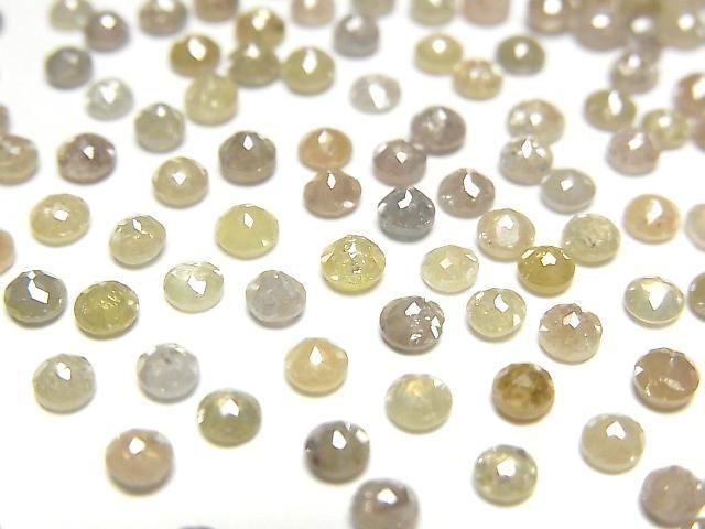 淺灰黃鑽石圓形玫瑰式切割 3mm 3顆