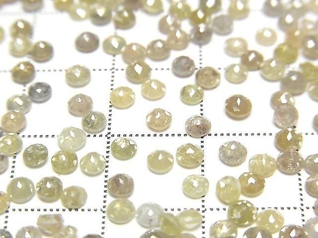 淺灰黃鑽石圓形玫瑰式切割 3mm 3顆