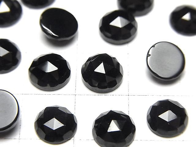 高品質黑色尖晶石 AAA 圓形玫瑰切割 8x8公釐 3顆