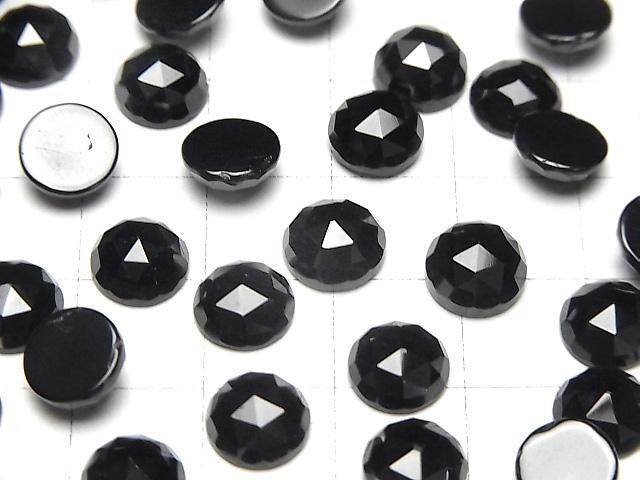 高品質黑色尖晶石 AAA 圓形玫瑰切割 8x8公釐 3顆