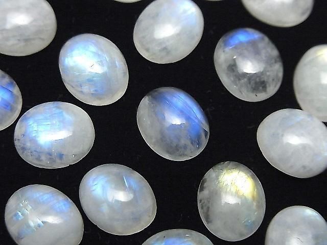 彩虹月光石 AA++ 橢圓形素面蛋面 12x10mm 2顆