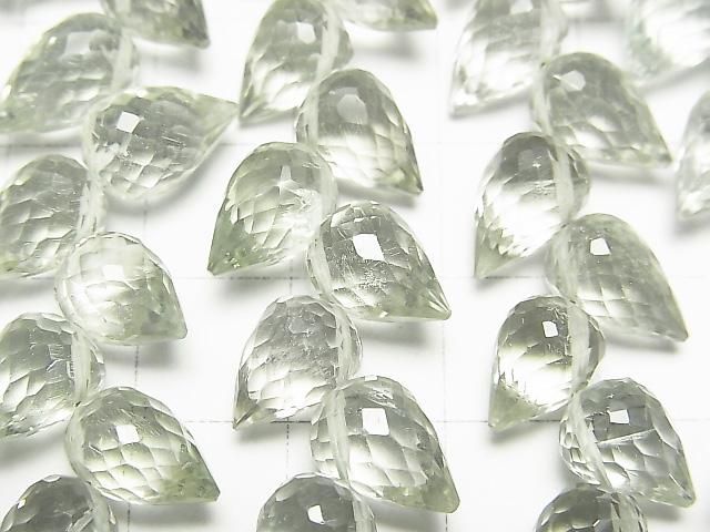 高品質綠紫水晶 AAA 花苞刻面梨形吊墜 1 串珠子 (約 6 英寸/16 公分)