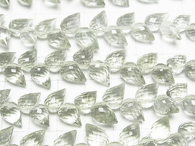 高品質綠紫水晶 AAA 花苞刻面梨形吊墜 1 串珠子 (約 6 英寸/16 公分)