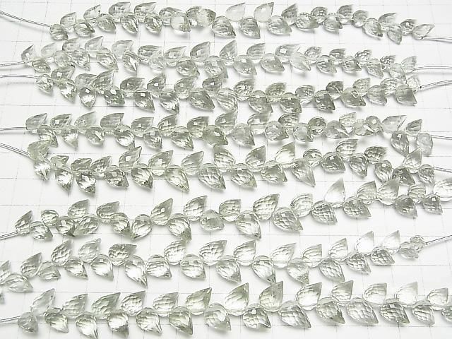 高品質綠紫水晶 AAA 花苞刻面梨形吊墜 1 串珠子 (約 6 英寸/16 公分)
