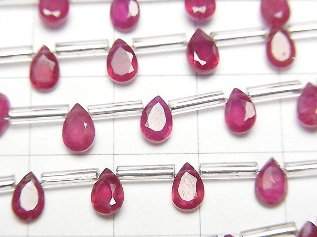 高品質紅寶石 AAA 梨形刻面 6x4mm 1串珠子 (8顆)