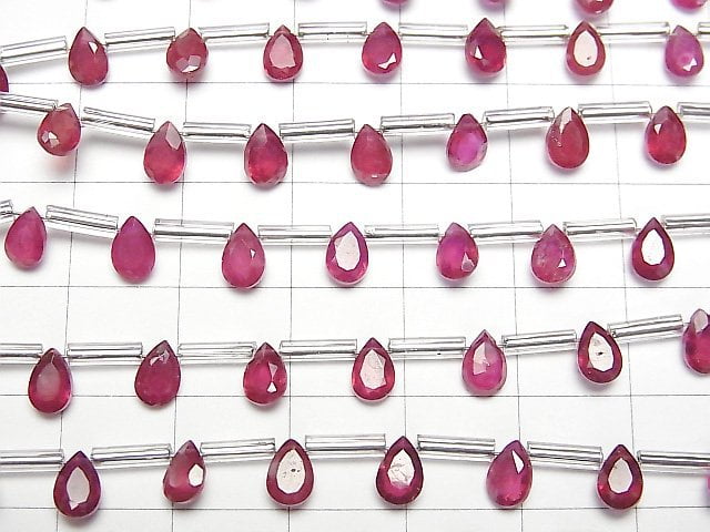 Hochwertiger Rubin AAA Birnenform Facettiert 6x4mm 1 Strang Perlen (8 Stück)