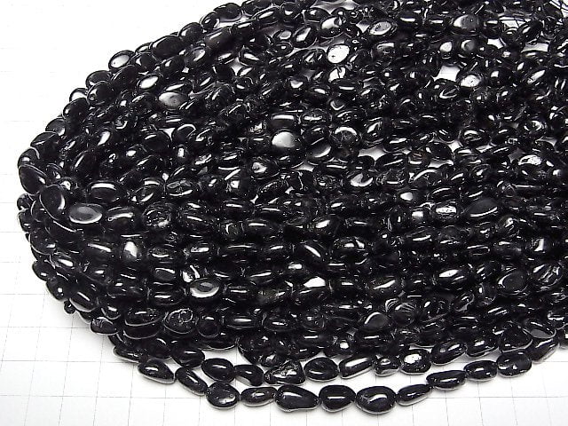Schwarzer Turmalin Kleine Nugget 1 Strang Perlen (ca. 15 Zoll/37 cm)
