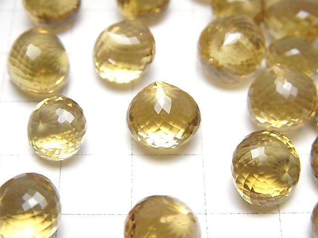 MicroCut High Quality Beer Crystal Quartz AAA Onion Faceted Briolette 3pcs