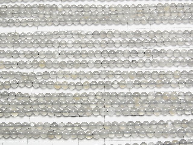 Hochwertiger Grauer Mondstein AAA- Rund 3mm 1 Strang Perlen (ca. 15 Zoll/37 cm)