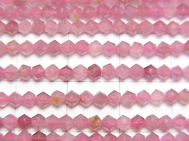 高品質!粉紅碧璽 AA+ 算盤形切割 3x3x2mm 1串珠子 (約15英吋/37公分)