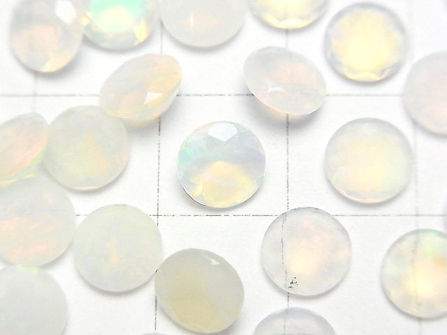 高品質衣索比亞蛋白石 AAA 級 - 裸石 圓形刻面 7x7mm 2顆