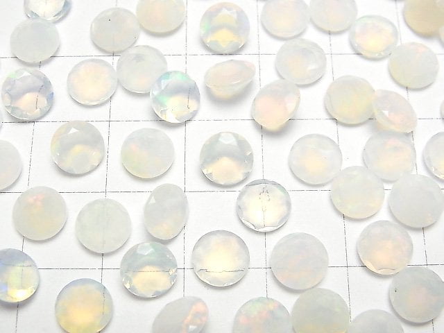 Hochwertiger äthiopischer Opal AAA- Lose Steine Rund Facettiert 7x7mm 2 Stück