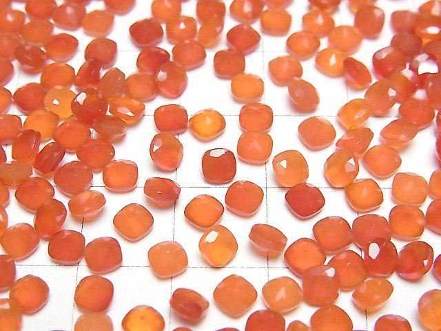 Karnelian AAA Lose Stein Quadratisch Facettiert 4x4mm 10 Stück