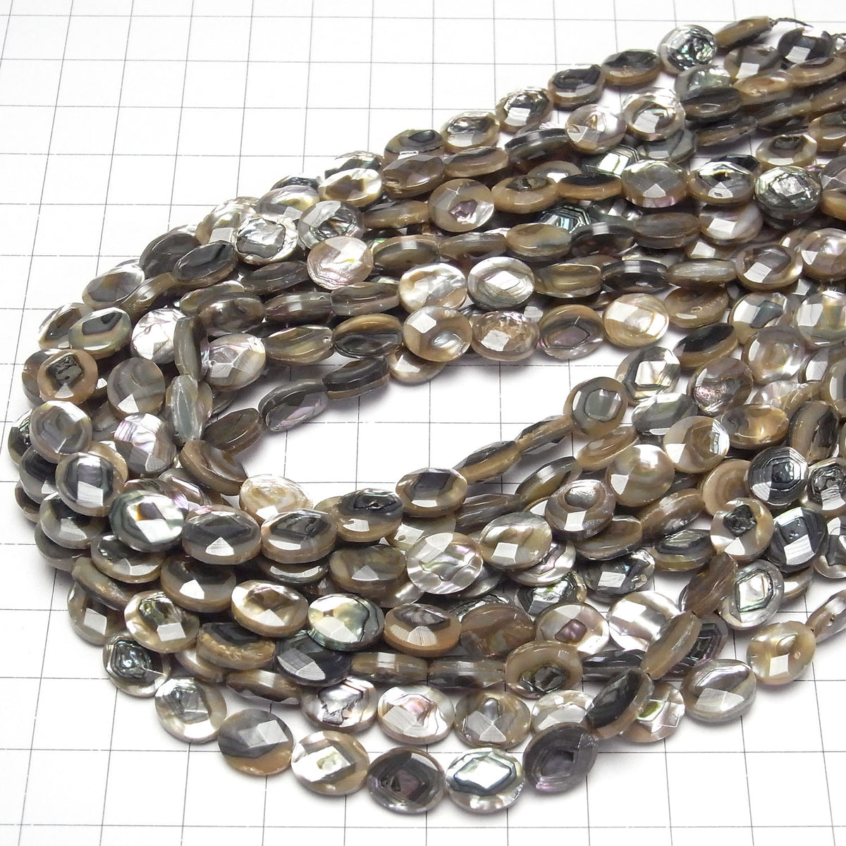Perles d'Ormeau Ovale Facettées 10x8x5mm 1/4 ou 1 fil (environ 38cm)