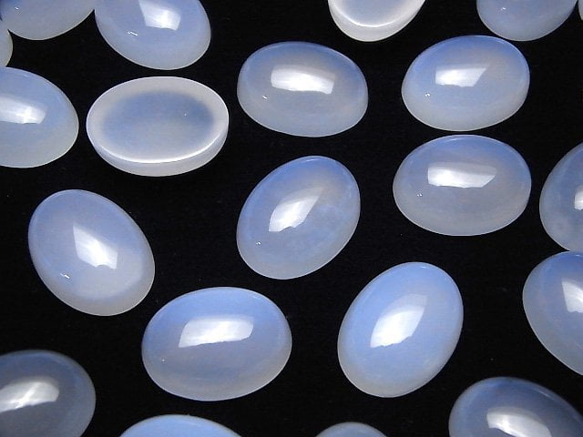 Naturfarbener Blauer Chalcedon AAA Oval Cabochon 20x15mm 1 Stück