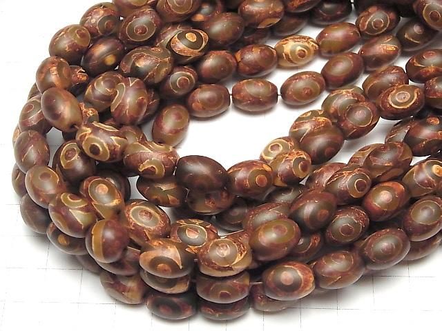dZi Beads Rice 14x10x10mm Red Brown 1-strand beads (approx. 13 inches/32 cm)