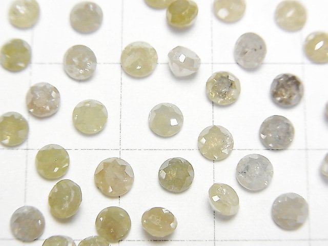 Gray-Yellow Diamond Round Rose Cut 4mm 4pcs