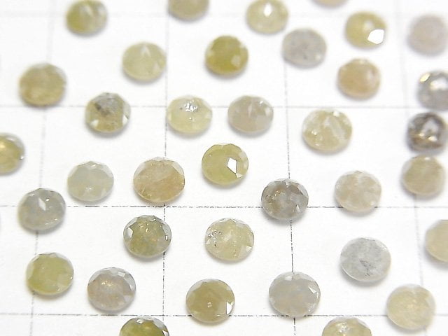 Gray-Yellow Diamond Round Rose Cut 4mm 4pcs