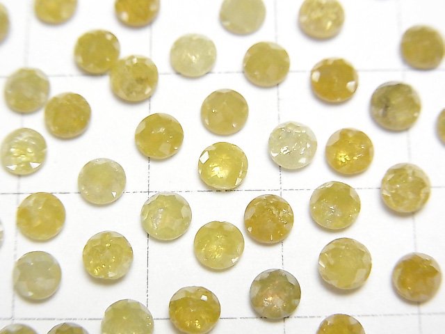 黃色圓形玫瑰式切割鑽石 4mm 4顆