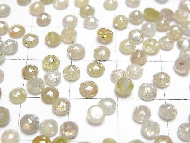 Grau-Gelber Diamant Rund Rosenschliff 4mm 3Stück