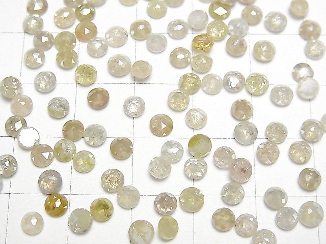 Grau-Gelber Diamant Rund Rosenschliff 4mm 3Stück