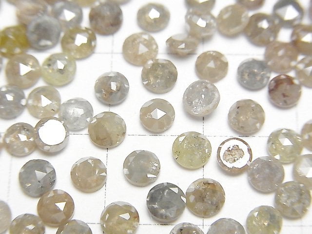 Gray Diamond Round Rose Cut 4mm 3pcs