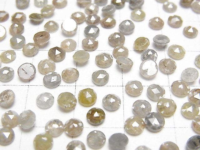 Gray Diamond Round Rose Cut 4mm 3pcs