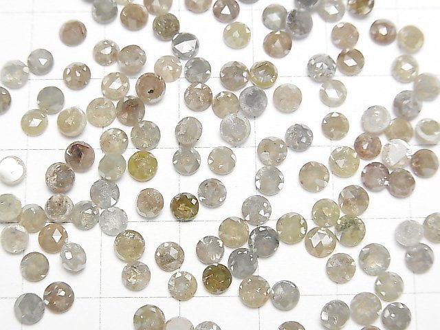 Gray Diamond Round Rose Cut 4mm 3pcs