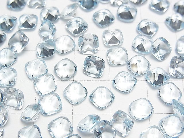 Hochwertiger Himmelblauer Topas AAA Lose Steine Facettiert Quadrat 6x6mm 5Stück