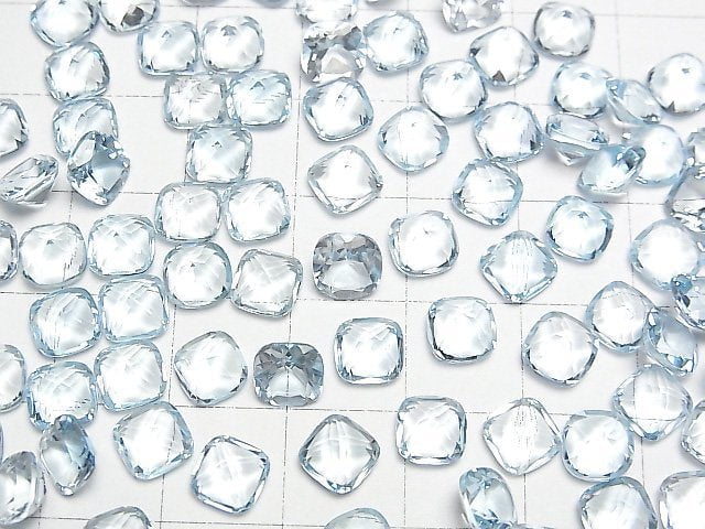 Hochwertiger Himmelblauer Topas AAA Lose Steine Facettiert Quadrat 6x6mm 5Stück