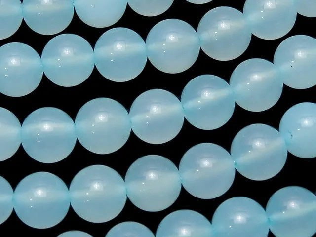 Sea Blue Chalcedony AA++ Round 8mm 1strand beads (aprx.15inch/36cm)