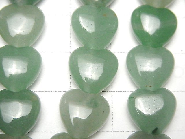 綠東陵石豎孔心形珠 11x12mm 1串(約14英吋/35公分)